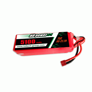 Batteria lipo HD POWER 5100mAh 75C 6S 22,2V