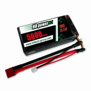 HD 5600mAh 100C 2S 7.6V Caso duro Shorty HV LiPO batteria